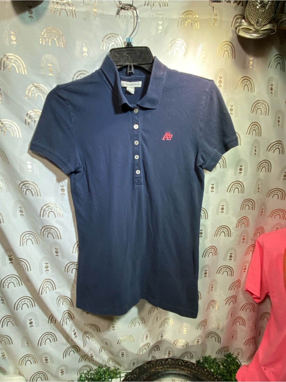 Aeropostale Navy Polo Top with Pink Logo